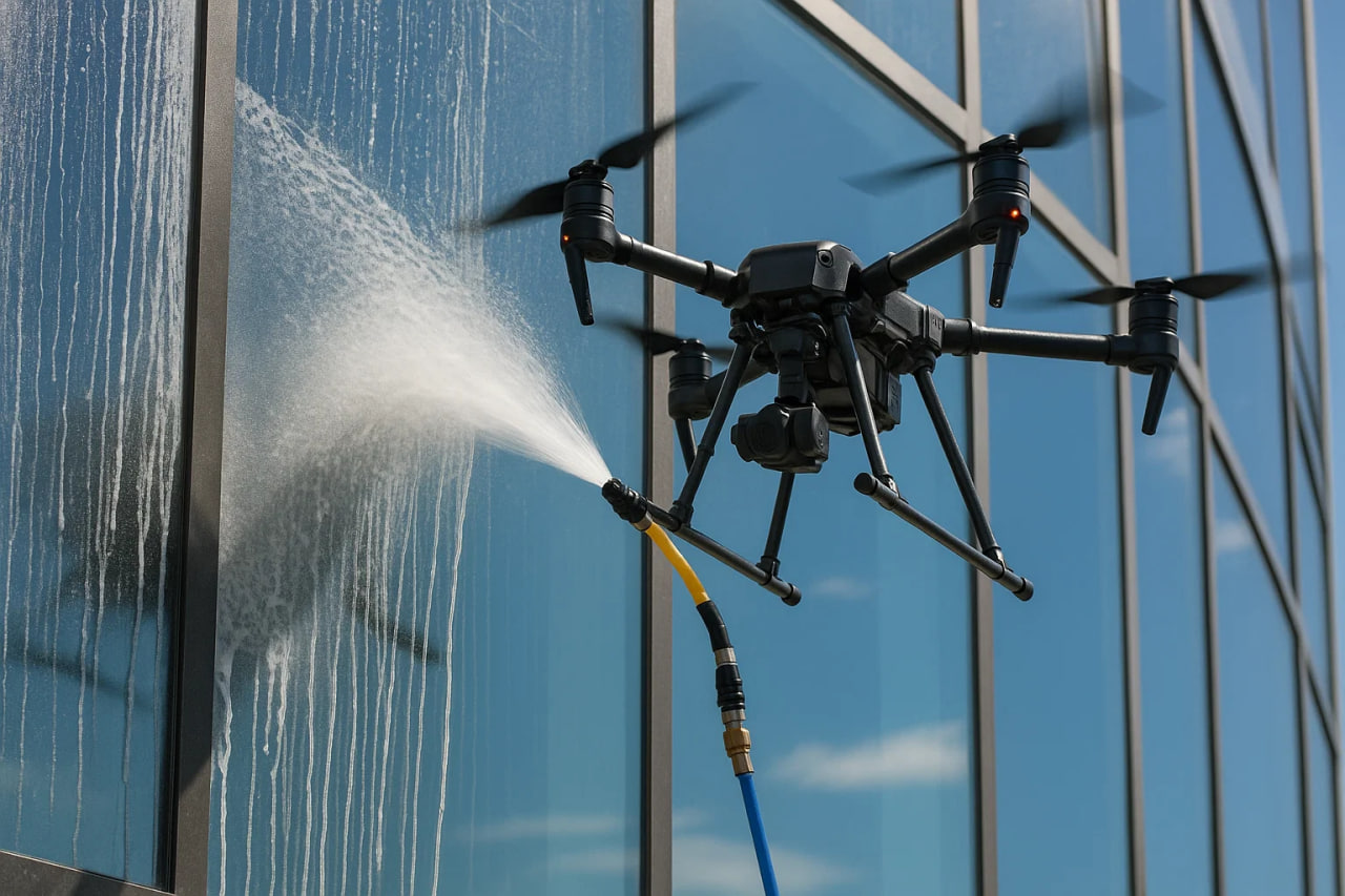 Nettoyage de vitres par drone
